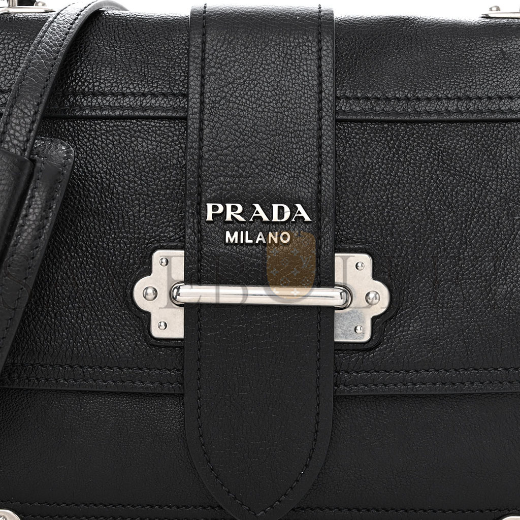 PRADA GLACE CALFSKIN LARGE SOFT CAHIER BAG BLACK (23*17*8cm)