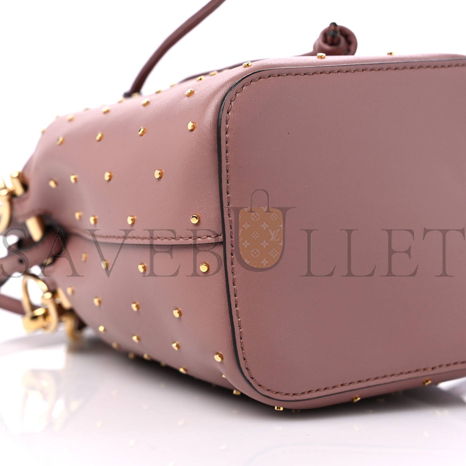 FENDI VITELLO LIBERTY F IS FENDI STUDDED MINI MON TRESOR BUCKET BAG ENGLISH ROSE (18*12*10cm)