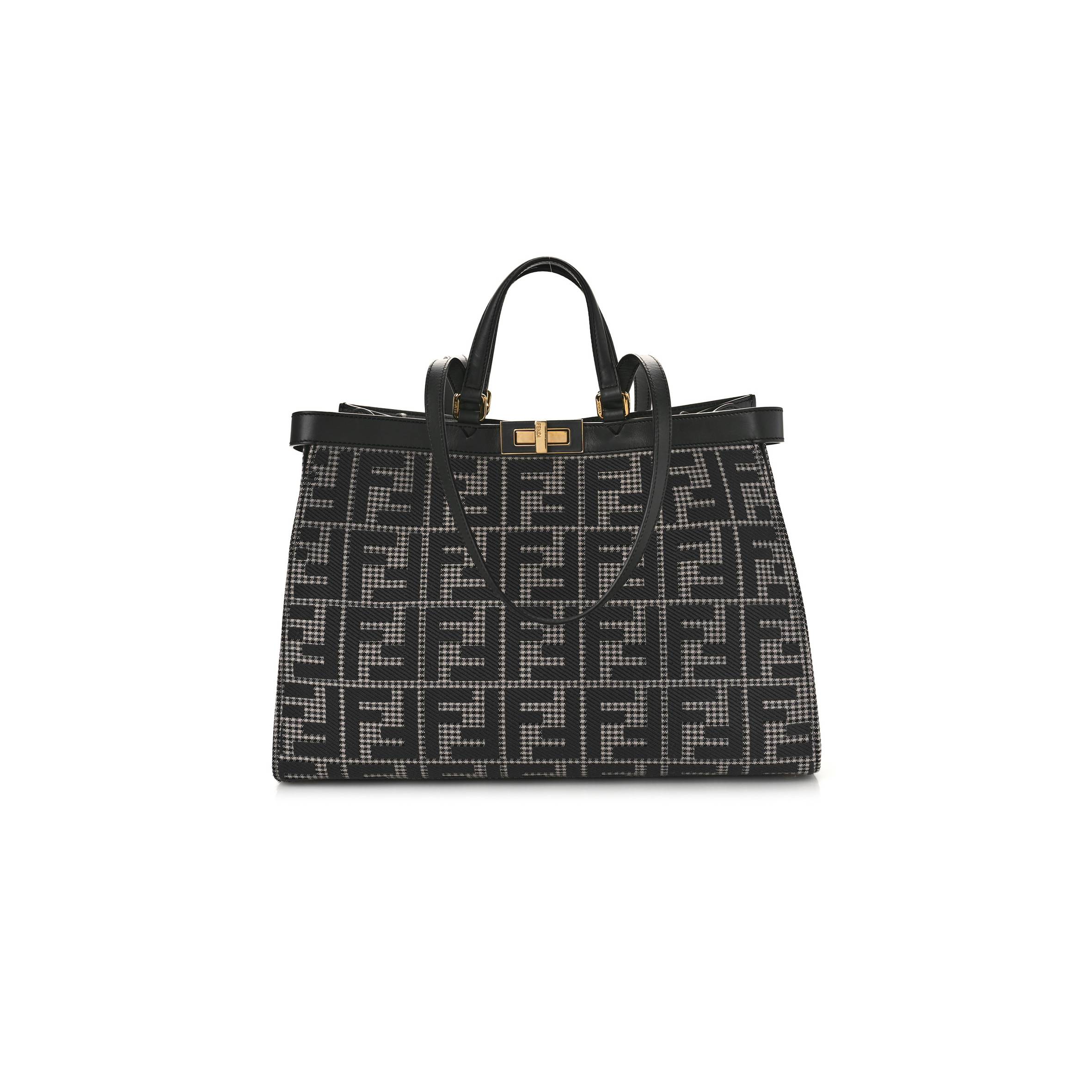 FENDI WOOL VITELLO KING HOUNDSTOOTH FF EMBROIDERED MEDIUM PEEKABOO X-TOTE GRIGIO ANTHRACITE (41*29*16cm) FENDI WOOL VITELLO KING HOUNDSTOOTH FF EMBROIDERED MEDIUM PEEKABOO X-TOTE GRIGIO ANTHRACITE (41*29*16cm)