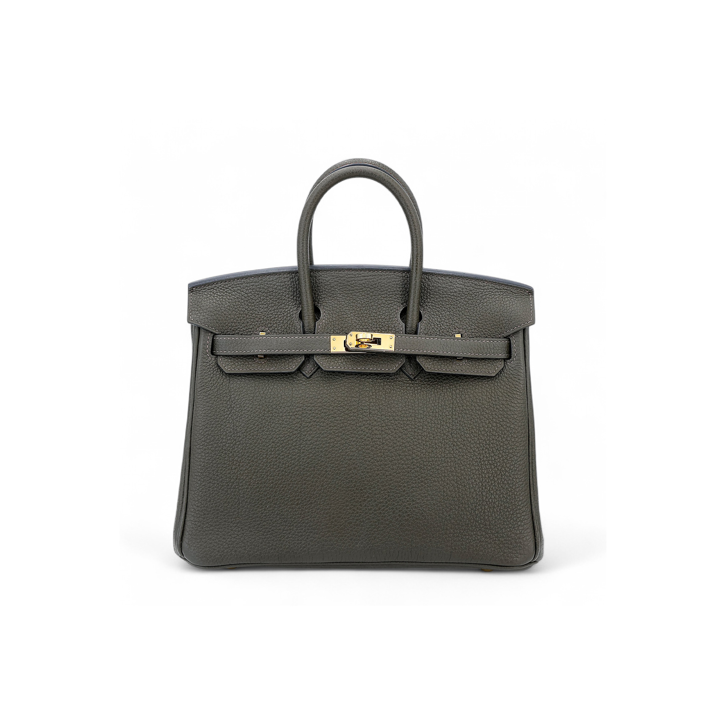 HERMÈS BIRKIN 25 TOGO LEATHER PEWTER GREY GOLD BUCKLE BAG H028369CC8F (25*20*13cm)