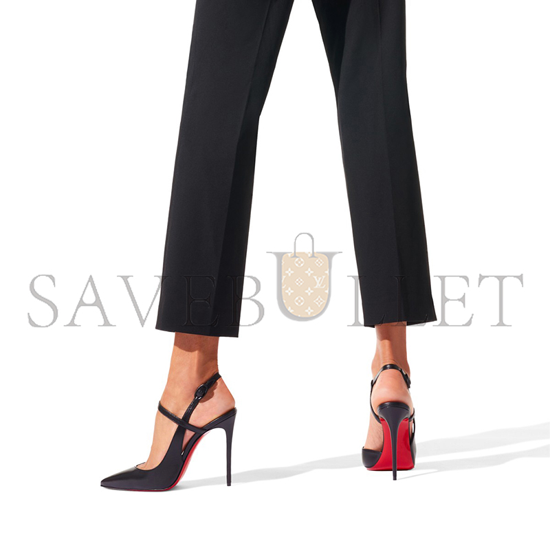 CHRISTIAN LOUBOUTIN JENLOVE 100 MM STRAPPY PUMPS-KID LEATHER-BLACK-WOMEN 3210590BK01