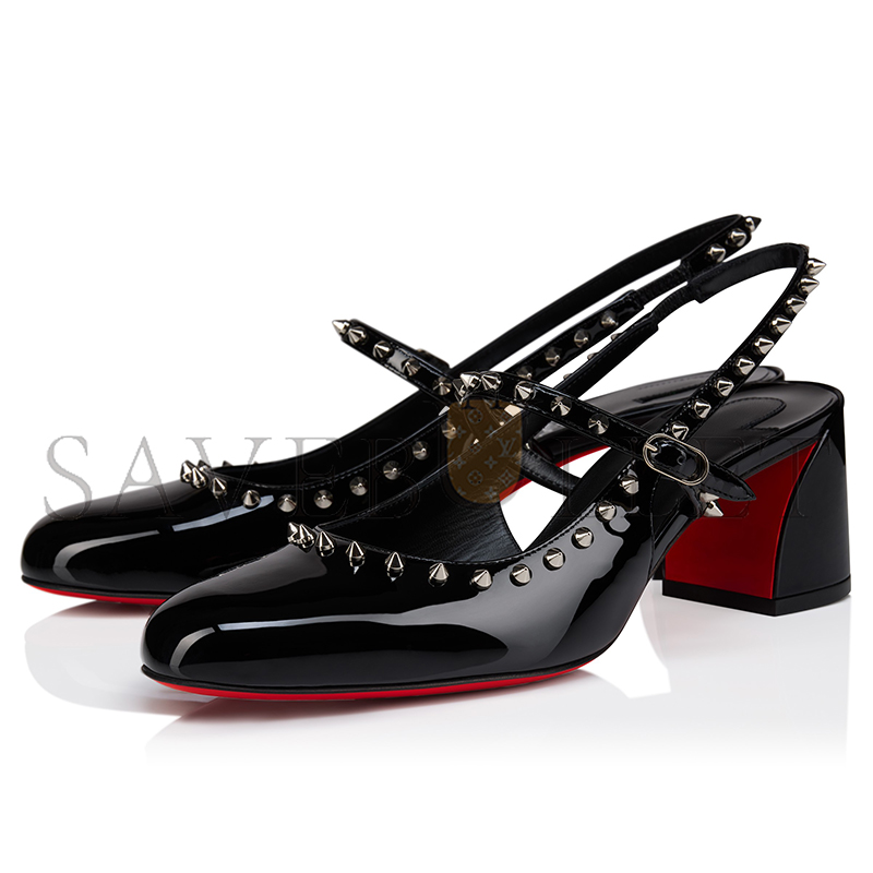 CHRISTIAN LOUBOUTIN JANISPIKES 55 MM MARY JANES-PATENT LEATHER-BLACK-WOMEN 1250705B439