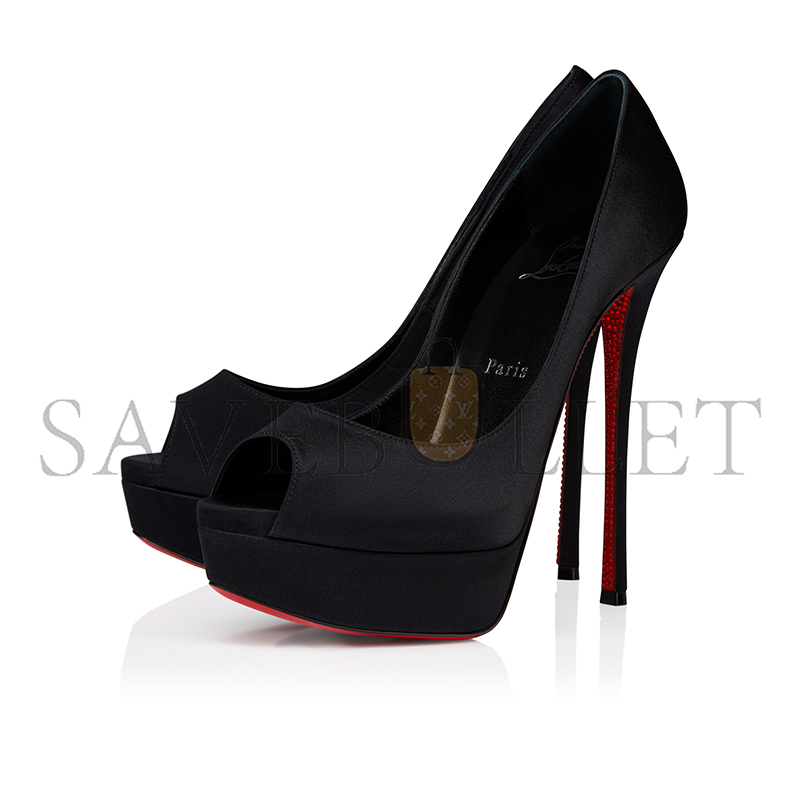 CHRISTIAN LOUBOUTIN LADY PEEP SUOLA STRASS 150 MM PUMPS-CREPE SATIN-BLACK-WOMEN 1250537B439