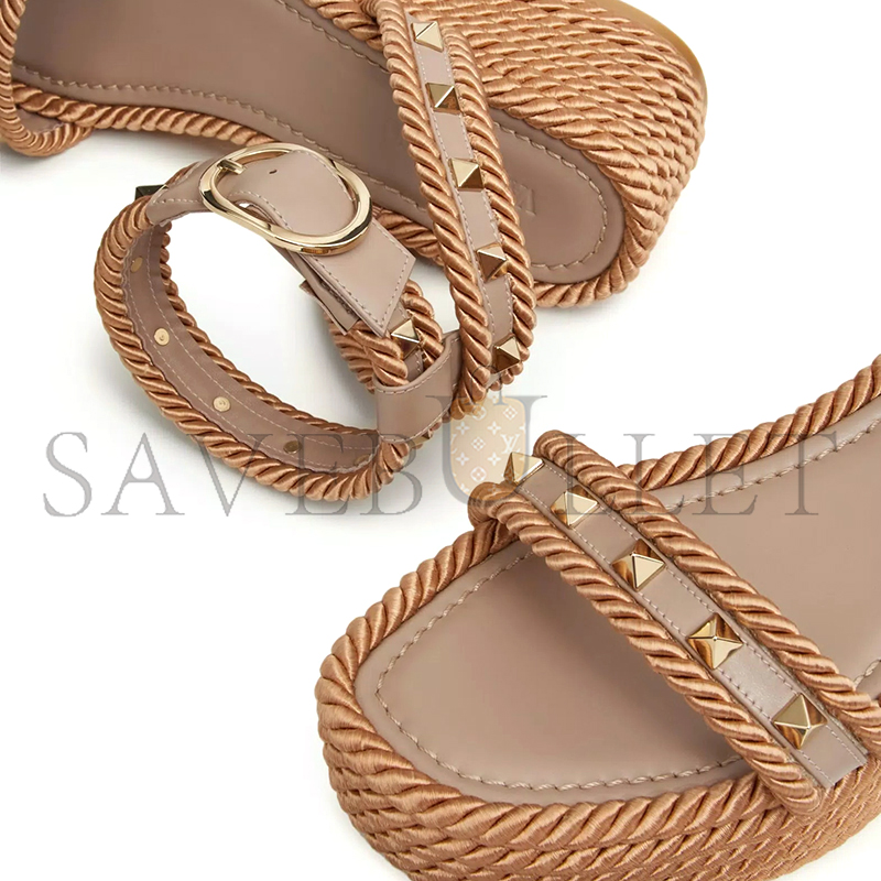 VALENTINO ROCKSTUD FLATFORM SANDAL IN CALFSKIN 45MM 6W2S0GI3BAE_P45