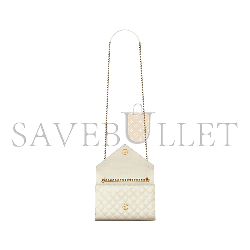 YSL ENVELOPE SMALL IN QUILTED GRAIN DE POUDRE EMBOSSED LEATHER 600195BOW919207 (21*13*6cm)
