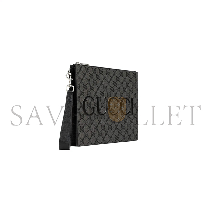 GUCCI GG SUPREME SPUNTY CALF LEATHER POUCH 768374 (28*22*3cm)