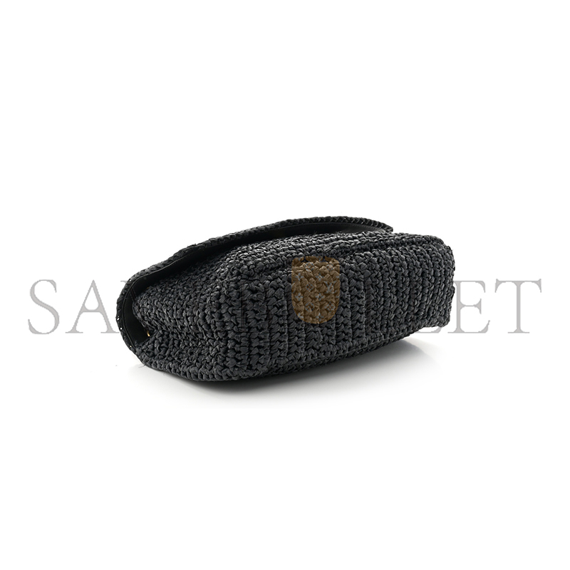 YSL NIKI RAFFIA SHOULDER BAG IN BLACK 1550433 (22*16.5*12cm)