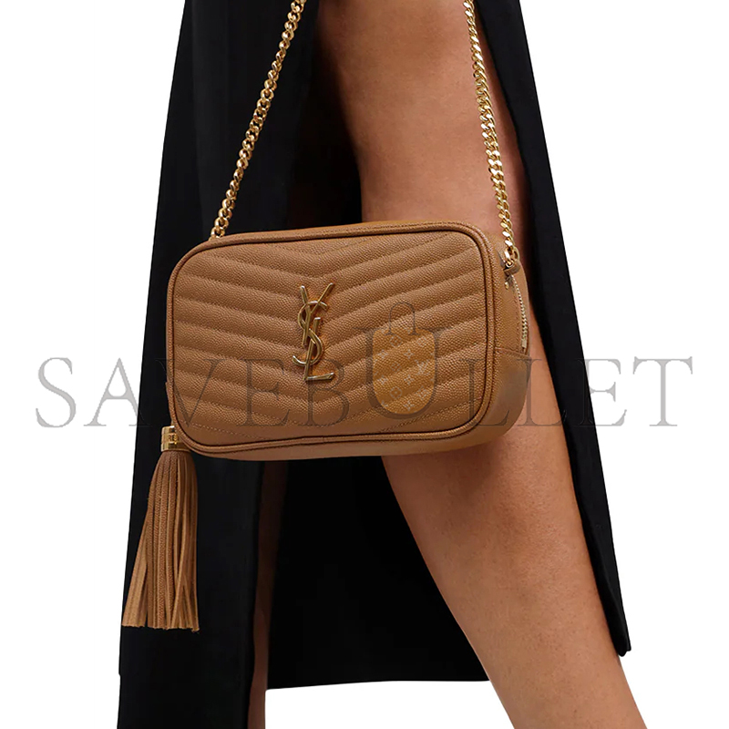 YSL MINI LOU QUILTED CAMERA BAG NATURAL DARK GOLD 39580966977617 (19*10.5*5cm)