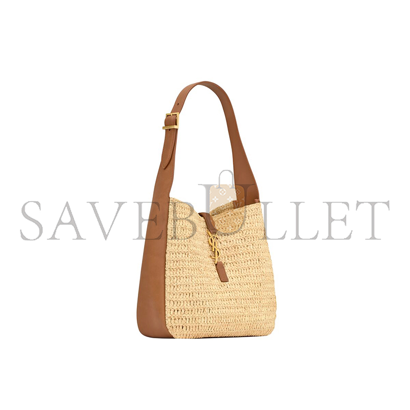 YSL LE 5 À 7 SUPPLE SMALL IN RAFFIA AND LEATHER 823812GAAEZ2791 (22*22*9cm)