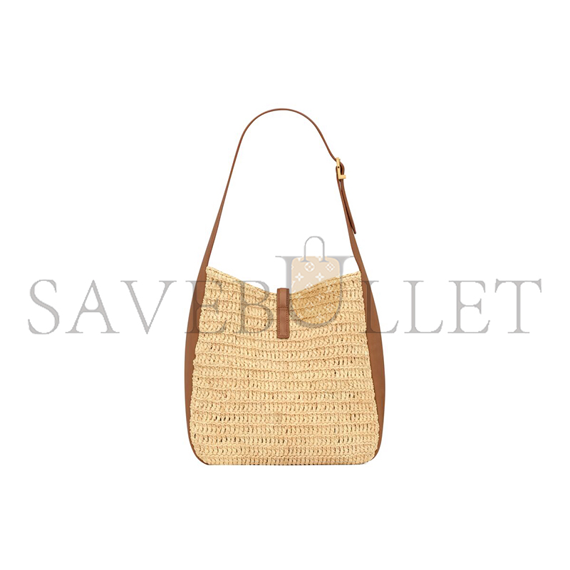 YSL LE 5 À 7 SUPPLE SMALL IN RAFFIA AND LEATHER 823812GAAEZ2791 (22*22*9cm)