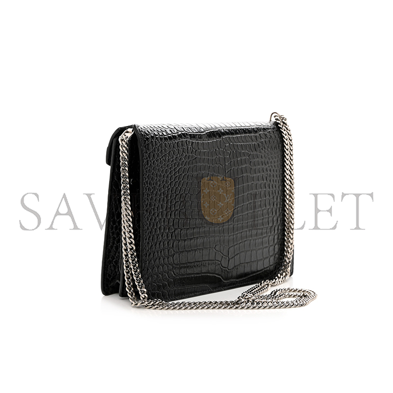YSL CASSANDRA EMBOSSED CLASP BAG BLACK 1553552 (22*16.5*5.5cm)
