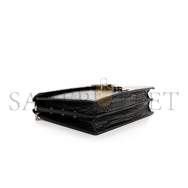 YSL CASSANDRA EMBOSSED CLASP BAG BLACK 1553552 (22*16.5*5.5cm)