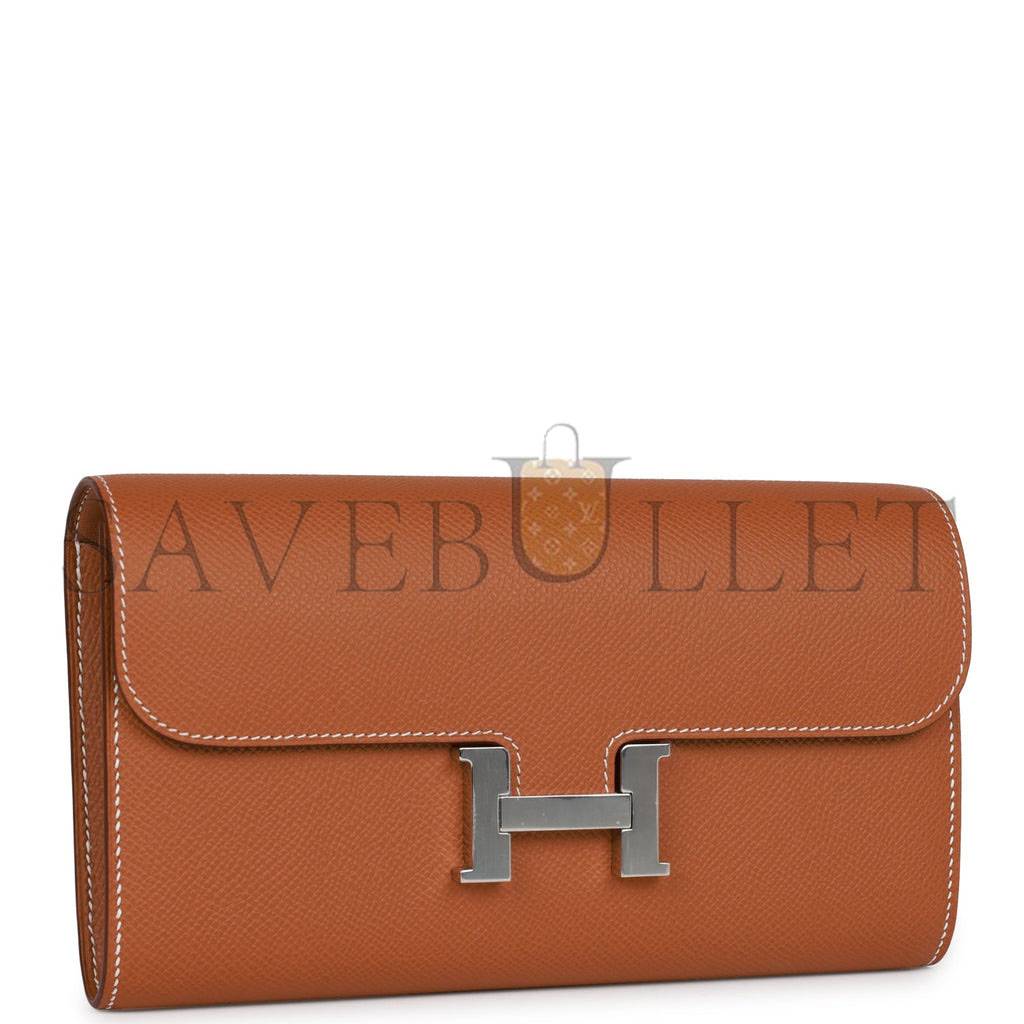 HERMES CONSTANCE WALLET TO GO GOLD EPSOM PALLADIUM HARDWARE (22*11cm) HERMES CONSTANCE WALLET TO GO GOLD EPSOM PALLADIUM HARDWARE (22*11cm)