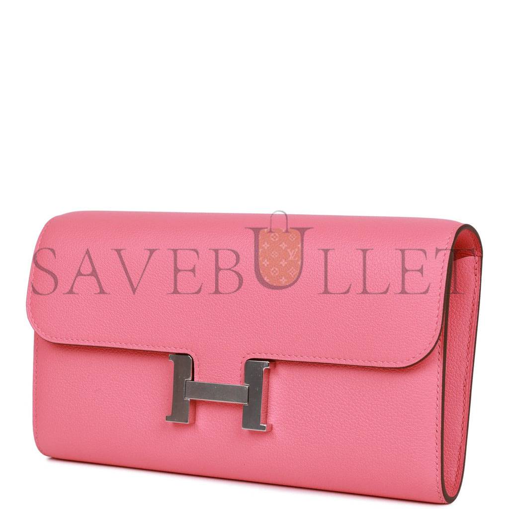 HERMES CONSTANCE WALLET TO GO ROSE AZALEE EVERCOLOR PALLADIUM HARDWARE (20.3*11.4*3.8cm) HERMES CONSTANCE WALLET TO GO ROSE AZALEE EVERCOLOR PALLADIUM HARDWARE (20.3*11.4*3.8cm)