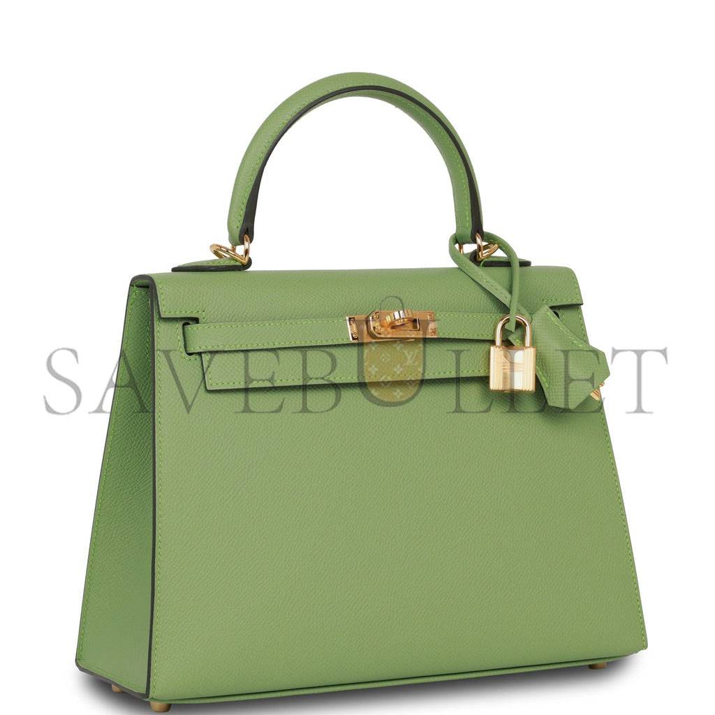 HERMES KELLY SELLIER 25 VERT CRIQUET EPSOM GOLD HARDWARE HANDMADE (25*17*7cm) HERMES KELLY SELLIER 25 VERT CRIQUET EPSOM GOLD HARDWARE HANDMADE (25*17*7cm)
