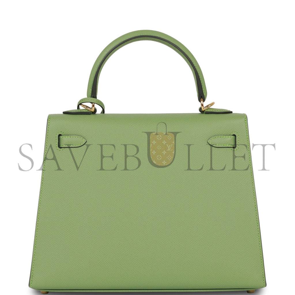 HERMES KELLY SELLIER 25 VERT CRIQUET EPSOM GOLD HARDWARE HANDMADE (25*17*7cm) HERMES KELLY SELLIER 25 VERT CRIQUET EPSOM GOLD HARDWARE HANDMADE (25*17*7cm)