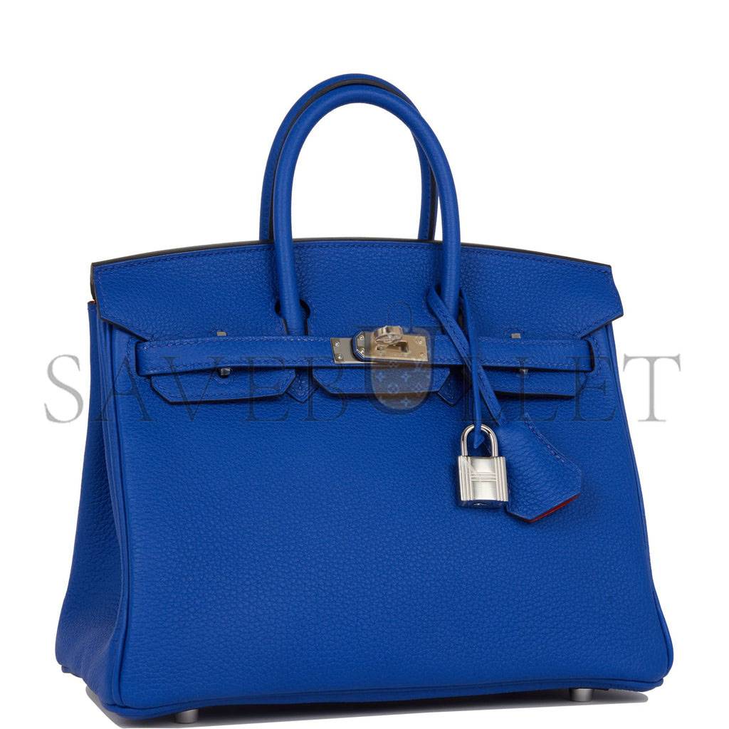 HERMES BIRKIN 25 BLEU ROYAL VERSO TOGO PALLADIUM HARDWARE HANDMADE (25cm) HERMES BIRKIN 25 BLEU ROYAL VERSO TOGO PALLADIUM HARDWARE HANDMADE (25cm)