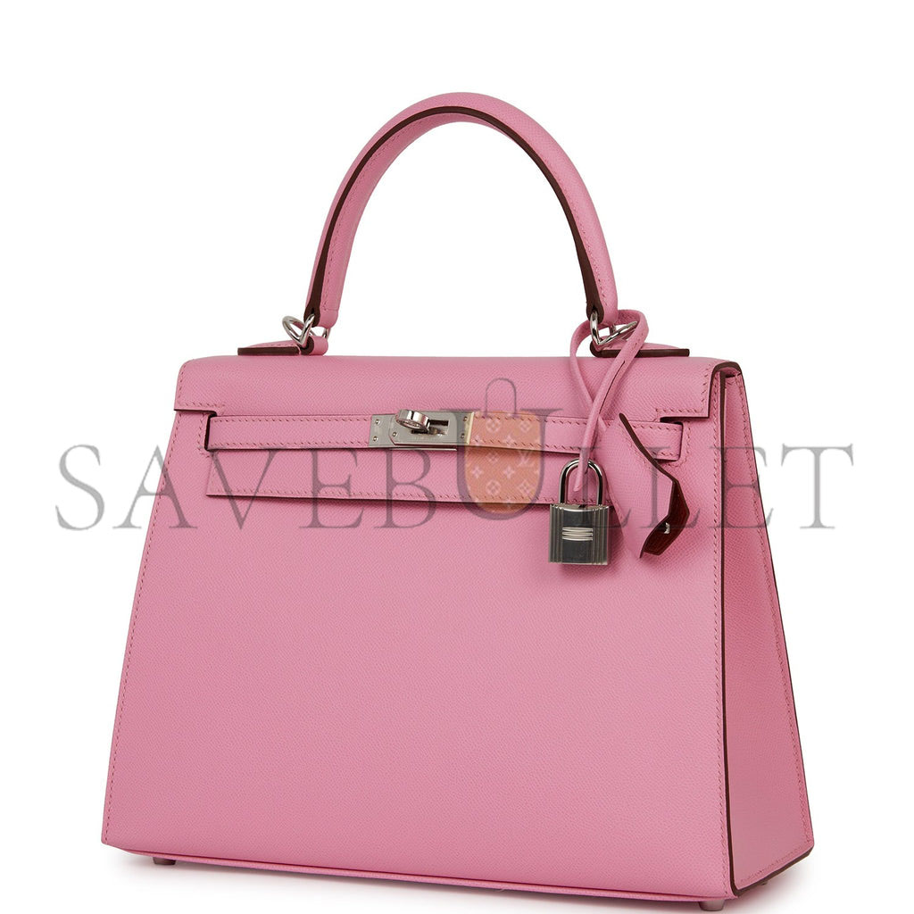 HERMES KELLY SELLIER 25 PINK VERSO MADAME PALLADIUM HARDWARE (25*17*7cm) HERMES KELLY SELLIER 25 PINK VERSO MADAME PALLADIUM HARDWARE (25*17*7cm)