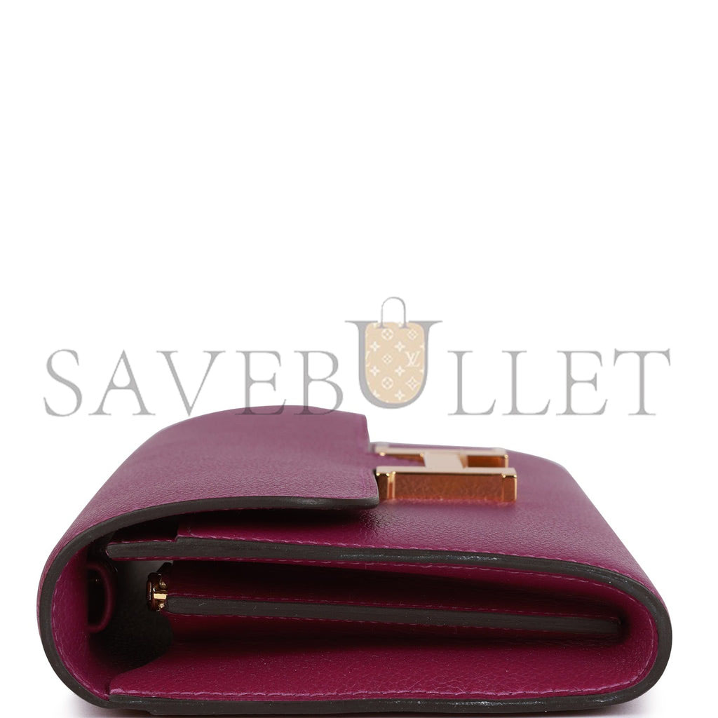 HERMES CONSTANCE WALLET TO GO ANEMONE EVERCOLOR GOLD HARDWARE (22*11cm) HERMES CONSTANCE WALLET TO GO ANEMONE EVERCOLOR GOLD HARDWARE (22*11cm)