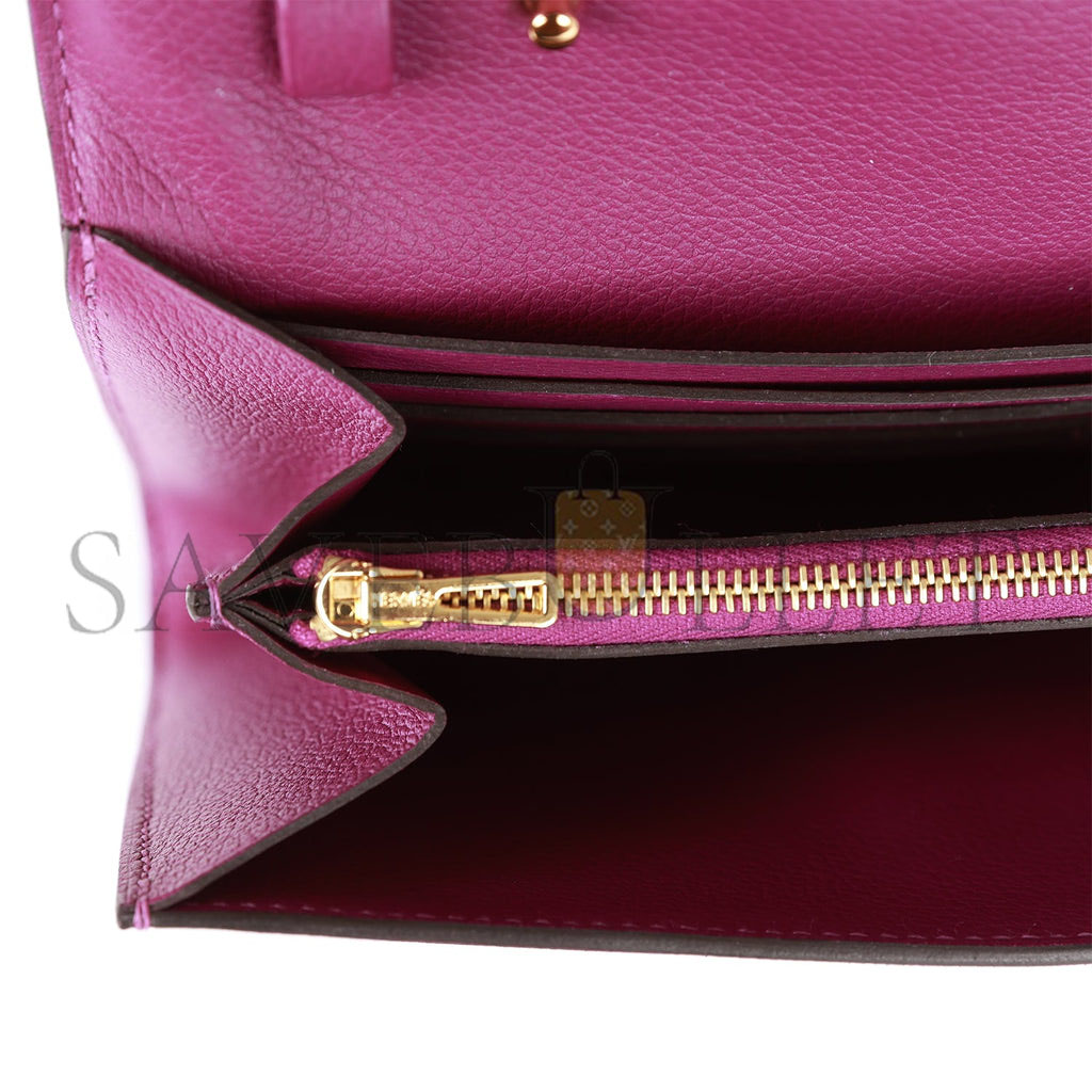 HERMES CONSTANCE WALLET TO GO ANEMONE EVERCOLOR GOLD HARDWARE (22*11cm) HERMES CONSTANCE WALLET TO GO ANEMONE EVERCOLOR GOLD HARDWARE (22*11cm)