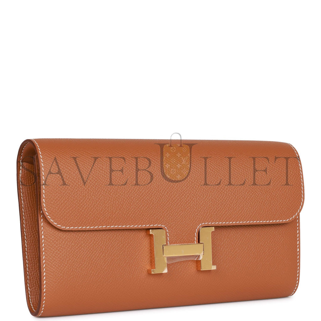 HERMES CONSTANCE WALLET TO GO GOLD EPSOM GOLD HARDWARE (22*11cm) HERMES CONSTANCE WALLET TO GO GOLD EPSOM GOLD HARDWARE (22*11cm)