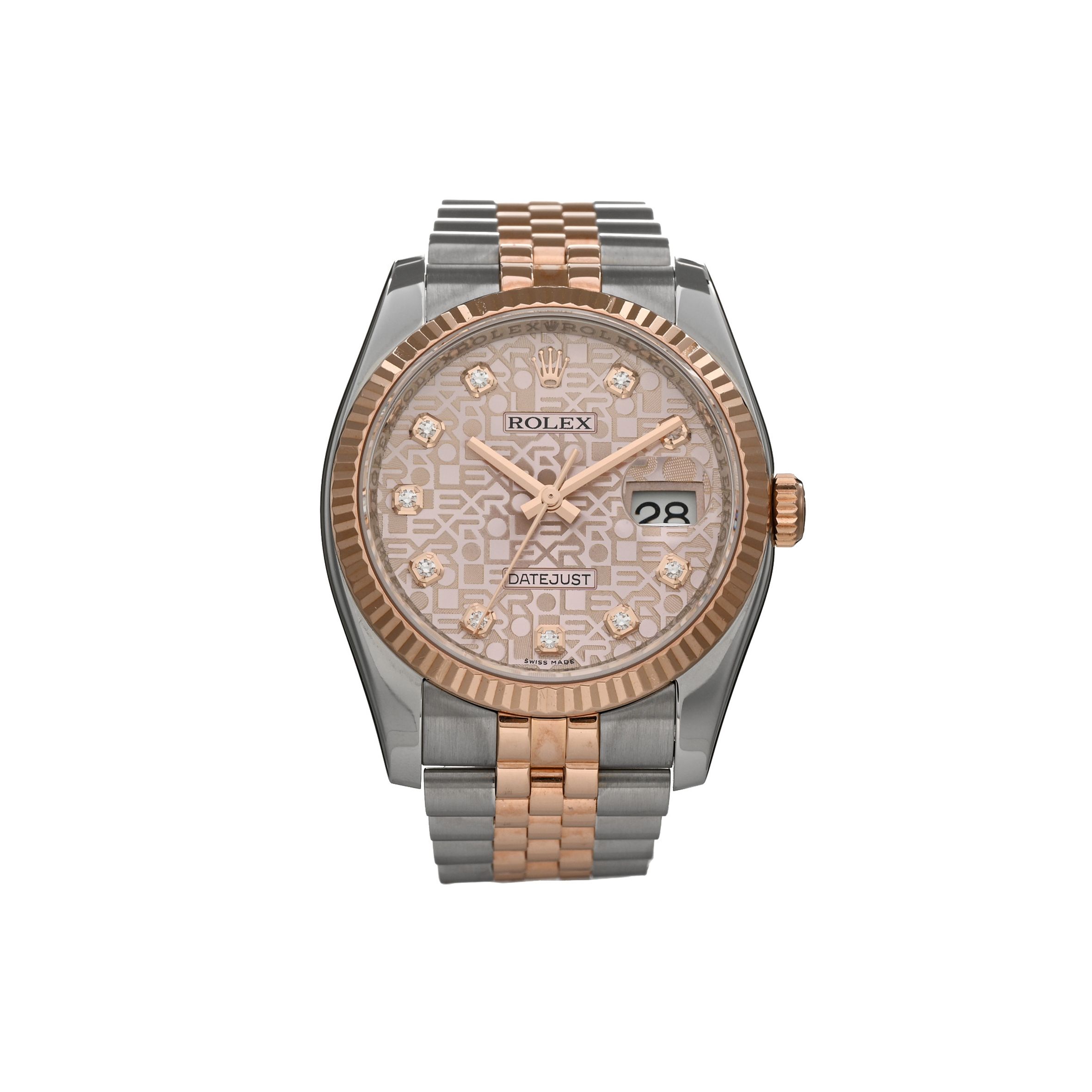 ROLEX STAINLESS STEEL 18K EVEROSE GOLD DIAMOND 36MM OYSTER PERPETUAL DATEJUST WATCH PINK JUBILEE 116231