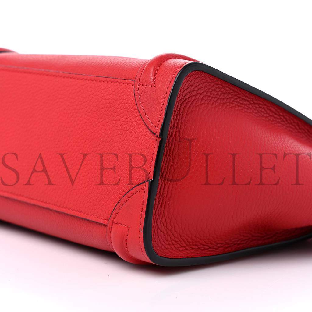 CELINE DRUMMED CALFSKIN NANO LUGGAGE RED (19*19*10cm)