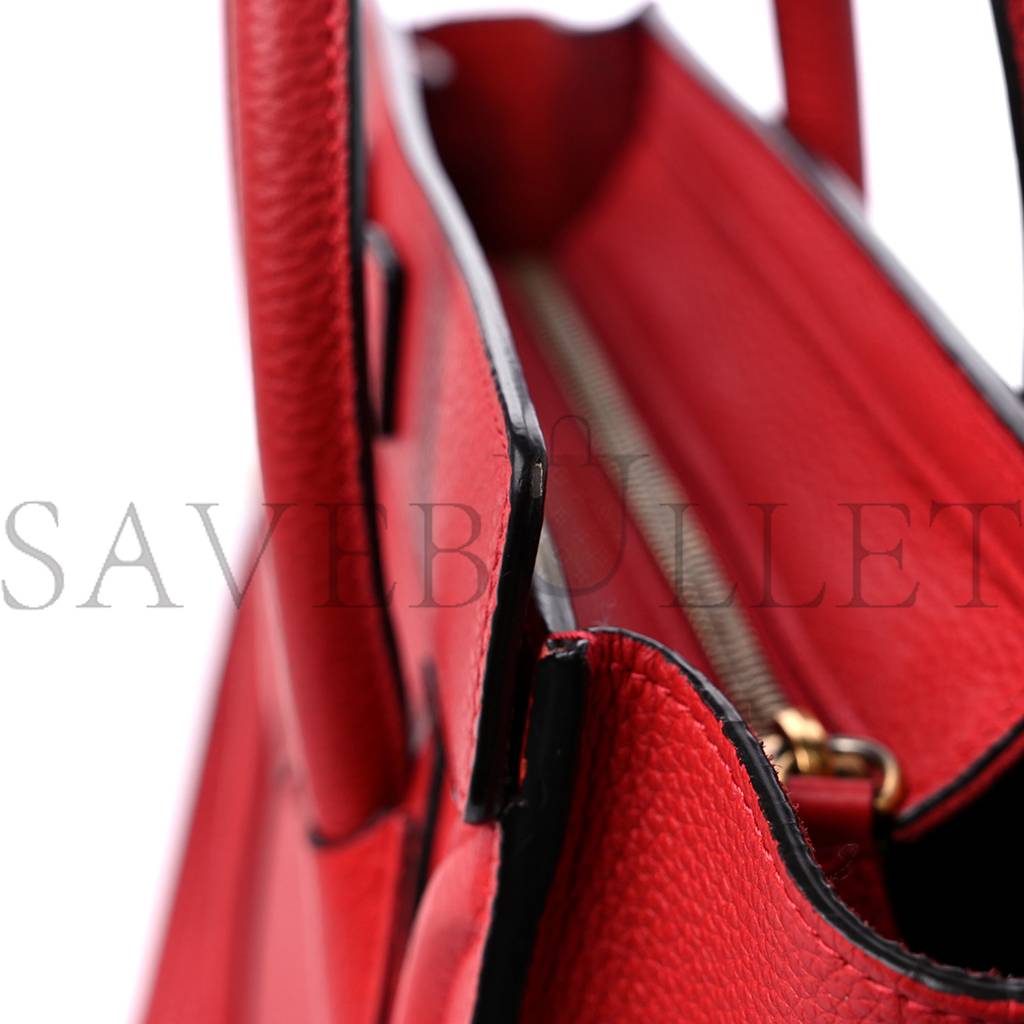 CELINE DRUMMED CALFSKIN NANO LUGGAGE RED (19*19*10cm)